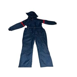 Vintage Sears Ski Snowsuit Mens XL Hooded Coveralls 80s Retro Nylon Workwear